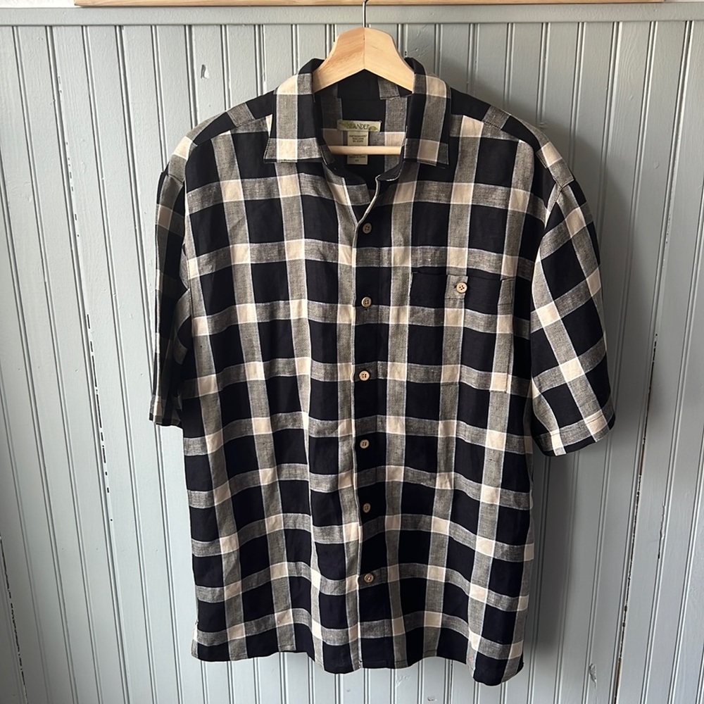 Islander Men’s Hawaiian Tropical Linen Blend Button Down Shirt
